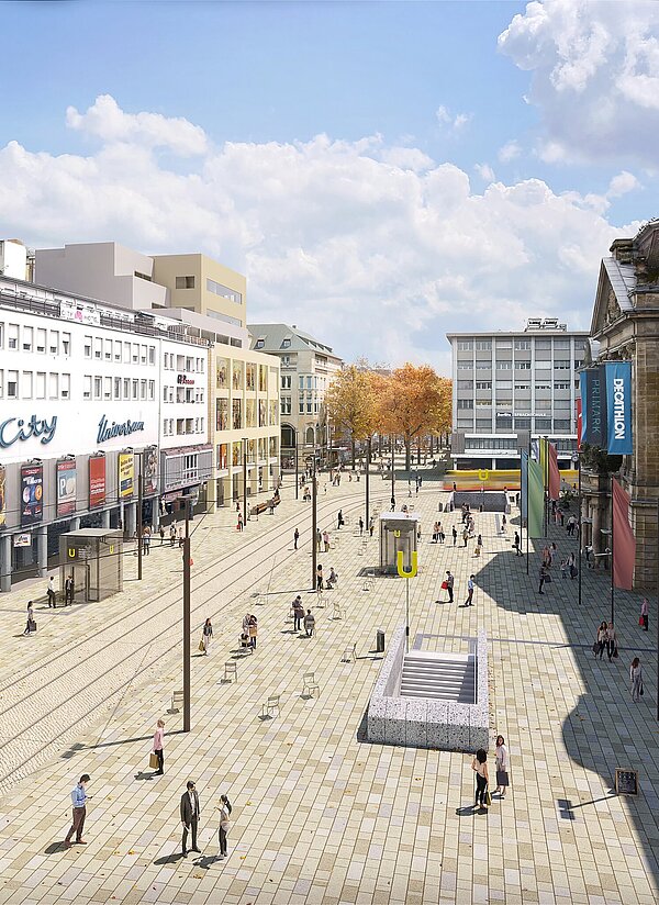 Künftig ohne Bahnsteige: Plan für den Europaplatz. 