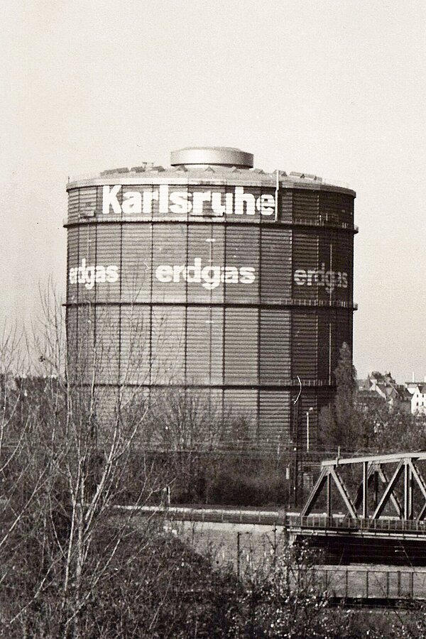 Einstige Landmarke: Der alteGaskessel. 