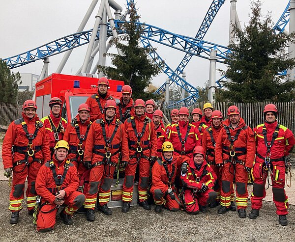 Übung der Karlsruher Höhenrettungsgruppe im Europa-Park