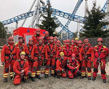 Übung der Karlsruher Höhenrettungsgruppe im Europa-Park