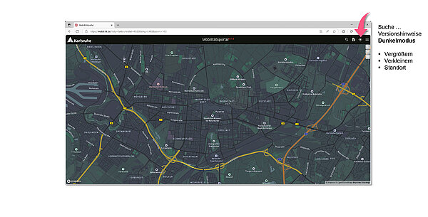 Mobilitätsportal - Dunkelmodus