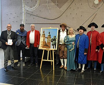 Empfang der Delegation aus Halle mit den Halloren in historischer Tracht