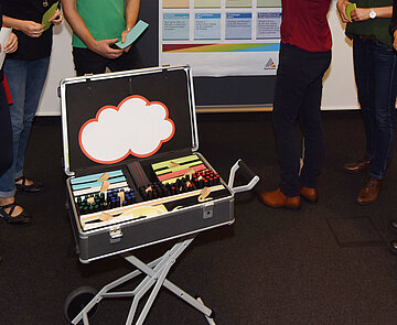 Besprechung zum Austauschen mit Moderationskoffer