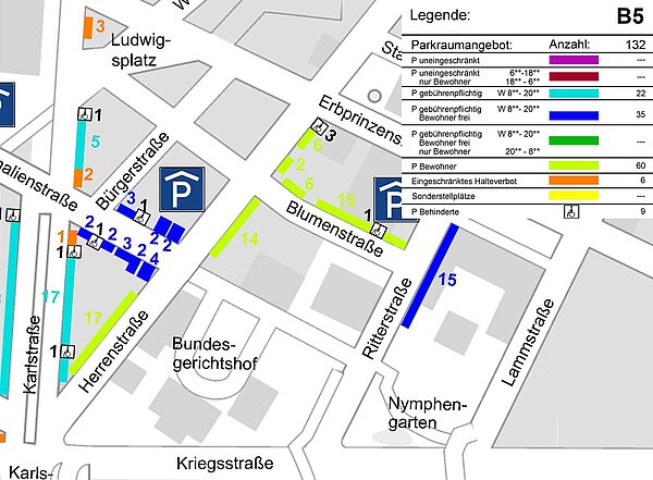 Abbildung der Bewohnerparkzone B2 | Bestand