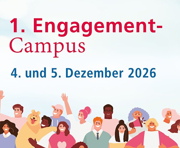 Engagement Campus 2026 - Engagement stärkt Demokratie: Bild unterschiedliche Comicfiguren die jubeln