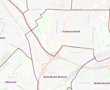 Abbildung der Hintergrundkarte "Stadtteile"
