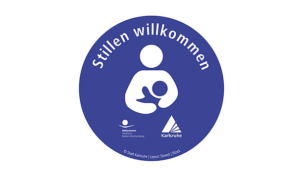 Logo Stillfreundliches Karlsruhe, "Stillen willkommen" – Hebammen Verband Baden-Württemberg und Stadt Karlsruhe