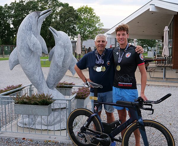 Peter und Tim Odenwald von der Berufsfeuerwehr Karlsruhe waren bei den World Firefighters Games erfolgreich