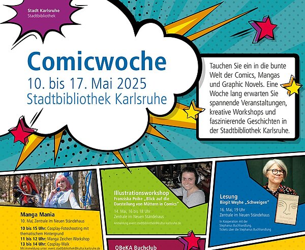 Plakat zur Comicwoche in der Stadtbibliothek