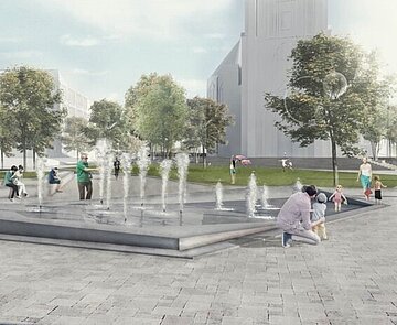 Visualisierung des Bernhardusplatzes, Blick in Richtung Stadtmitte