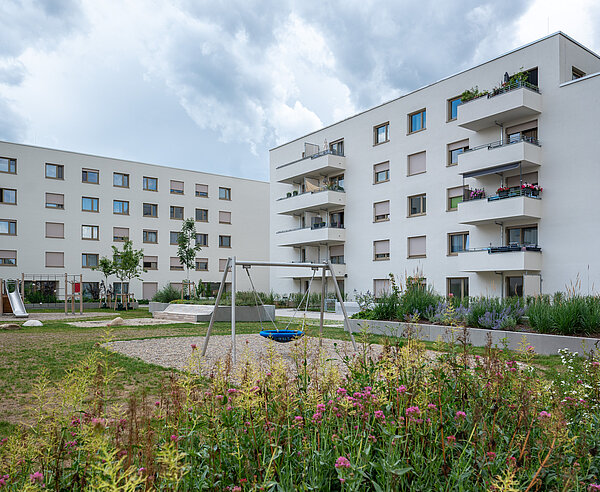 Über 170 Wohnungen hat die Volkswohnung in Oberreut (hier Quartier Woerishofferstraße) 2024 gebaut.