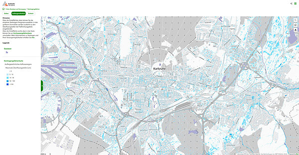 Starkregengefahrenkarten für Karlsruhe.