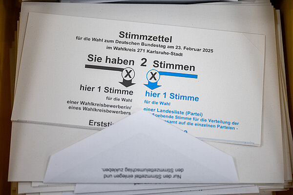 Stimmzettel zur Bundestagswahl 23. Februar 2025