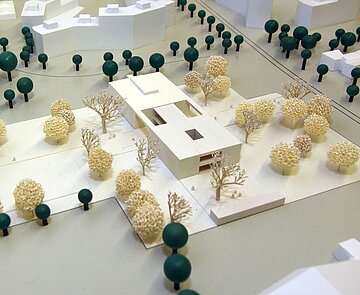 Architektur Modell. Siegerentwurf für die Neugestaltung der Adam-Remmele-Schule in Daxlanden.