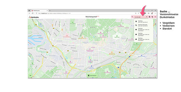 Mobilitätsportal - Suchfunktion