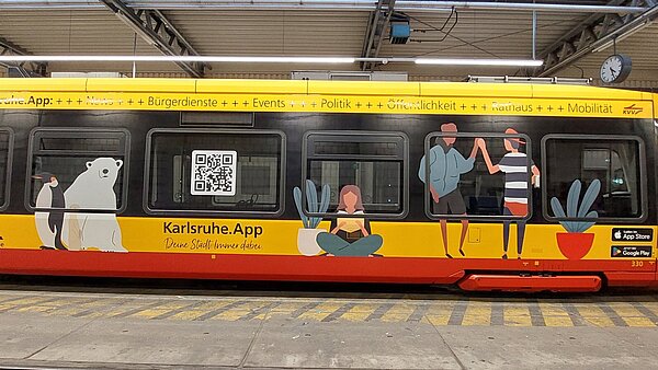 Karlsruhe.App Straßenbahnwerbung