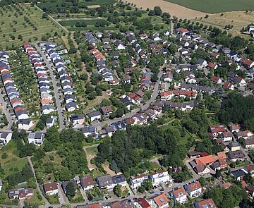 Bild zeigt Hohenwettersbach aus der Luft.