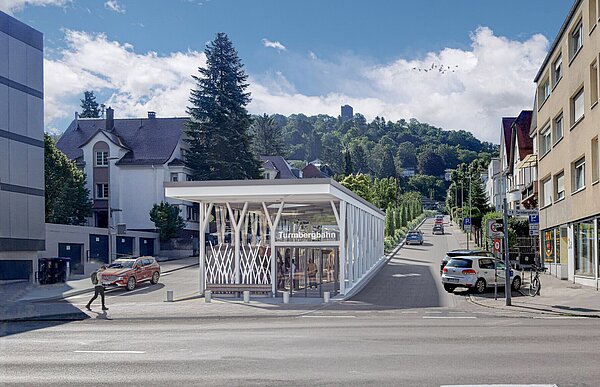 Visualisierung der neuen Talstation für die Turmbergbahn