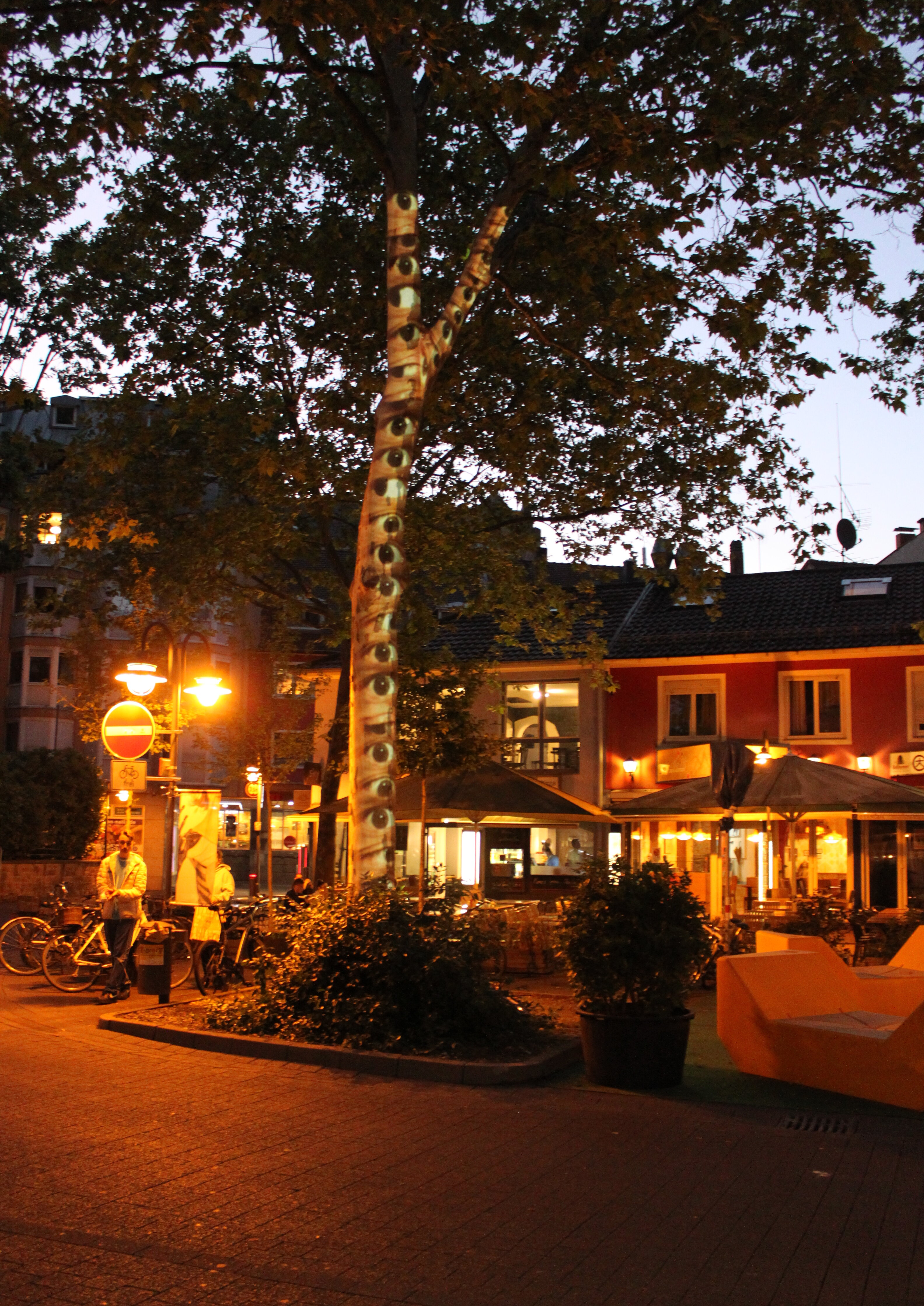 Projektion Augen auf Baum