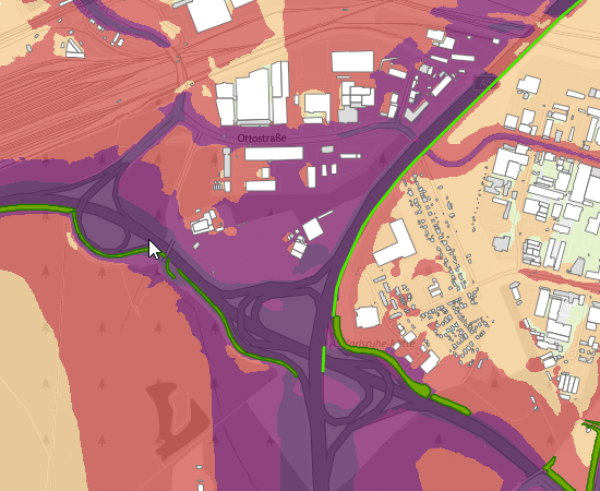 Abbildung des Fachplans „Lärmkarte Straßenverkehr (Tag)"