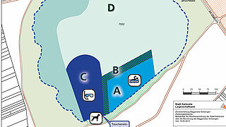 Abbildung zeigt die Zonen des Baggersees Grötzingen