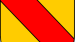 Wappen gelb mit roter schräger Linie von Links oben nach rechts unten.