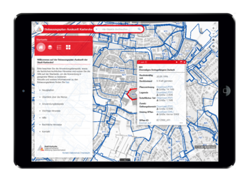 Abbildung der Benutzeroberfläche der Web App "Bebauungsplan-Auskunft Karlsruhe"