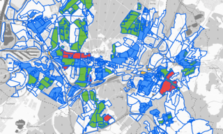 Um Bodenwerte zu bestimmen, ermittelt der Gutachterausschuss Lageklassen von Gebäuden, in der Grafik farbig dargestellt.