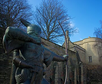 Statue von Robin Hood in Nottingham.
