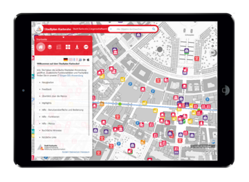 Abbildung der Benutzeroberfläche der Web App "Stadtplan Karlsruhe"
