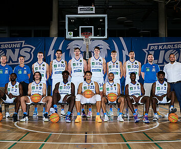 Das Bild zeigt die Karlsruher Basketballmannschaft PSK Lions.