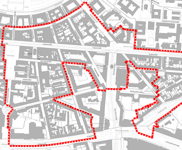 Plan mit Abgrenzung des Sanierungsgebietes Innenstadt Ost