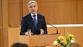 Prof. Dr. Stephan Harbarth (Präsident des Bundesverfassungsgerichts) beim 23. Karlsruher Verfassungsgespräch.
