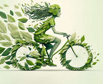 Grafik einer Frau auf dem Fahrrad.