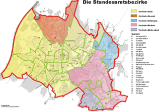 Karte Standesamtsbezirke Karlsruhe