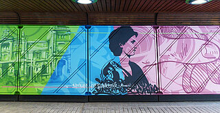 Die Abbildung zeigt Graffiti beim Albtalbahnhof