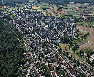 Luftaufnahme des Karlsruher Stadtteils Wolfartsweier