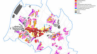 Stadtplanskizze zu Stadtstrukturtypen