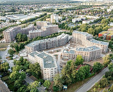 Luftbild Wohnprojekt August-Klingler-Areal  Daxlanden Stand: Sommer 2023