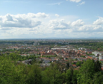 Blick über die Stadt Karlsruhe