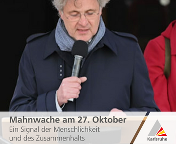 OB Frank Mentrup steht am Rednerpult bei der Mahnwache am 27. Oktober am Marktplatz
