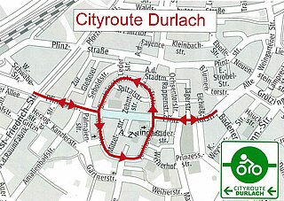 Die Abbildung zeigt die Cityroute Durlach