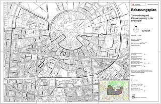 Die Karte zeigt den Geltungsbereich des Bebauungsplans "Grünordnung und Klimaanpassung in der Innenstadt". 