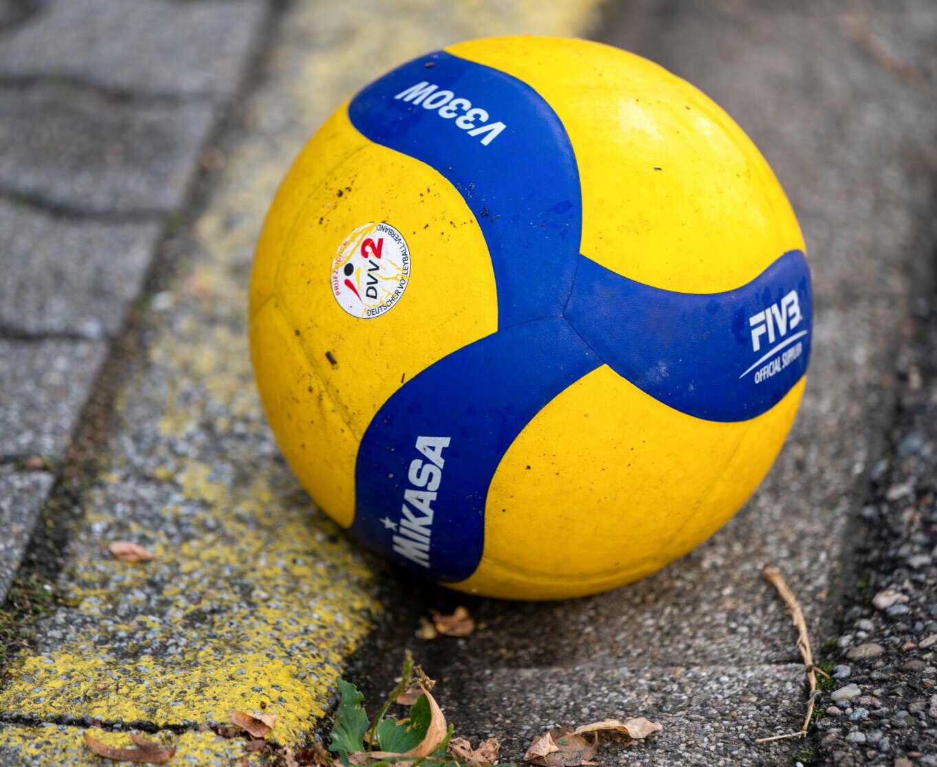 Volleyball liegt am Straßenrand