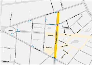 Karte der Karlstraße mit markierter Umleitung