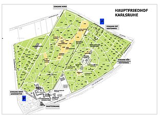 Das Bild zeigt den Plan des Hauptfriedhofs.